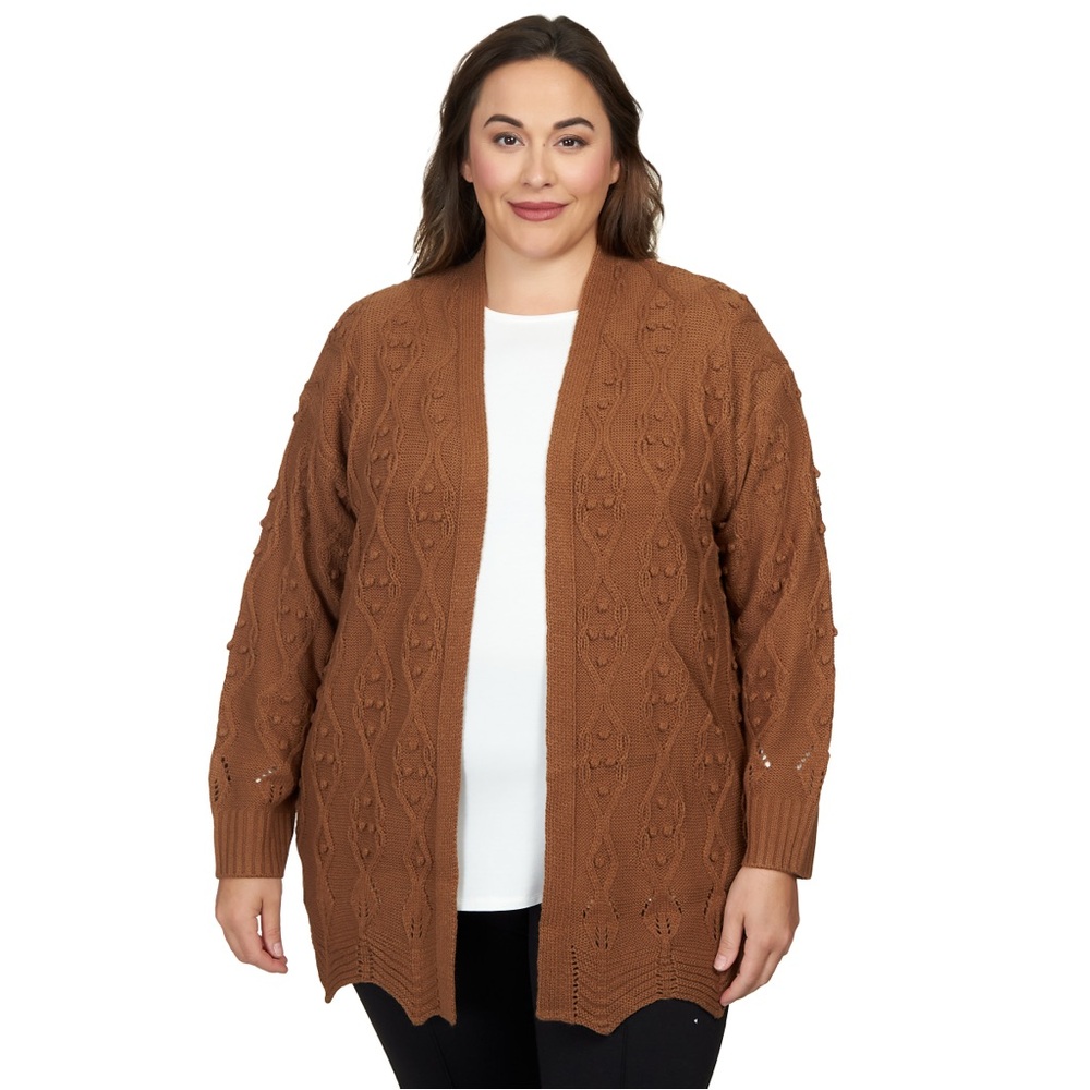 Ruby Rd. Women's Tan Cable Knit Cardigan